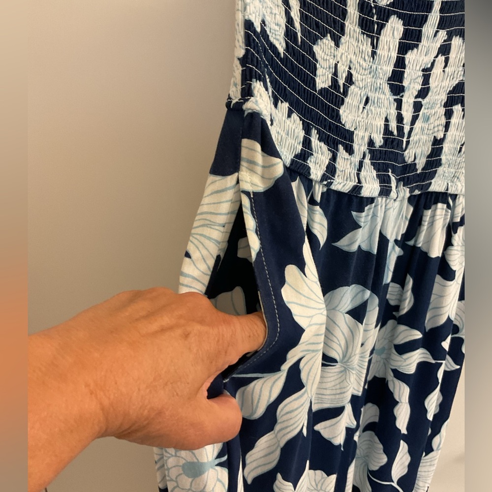 Japna Floral Wide Leg One shoulder smocked Jumpsuit. - Picture 7 of 13